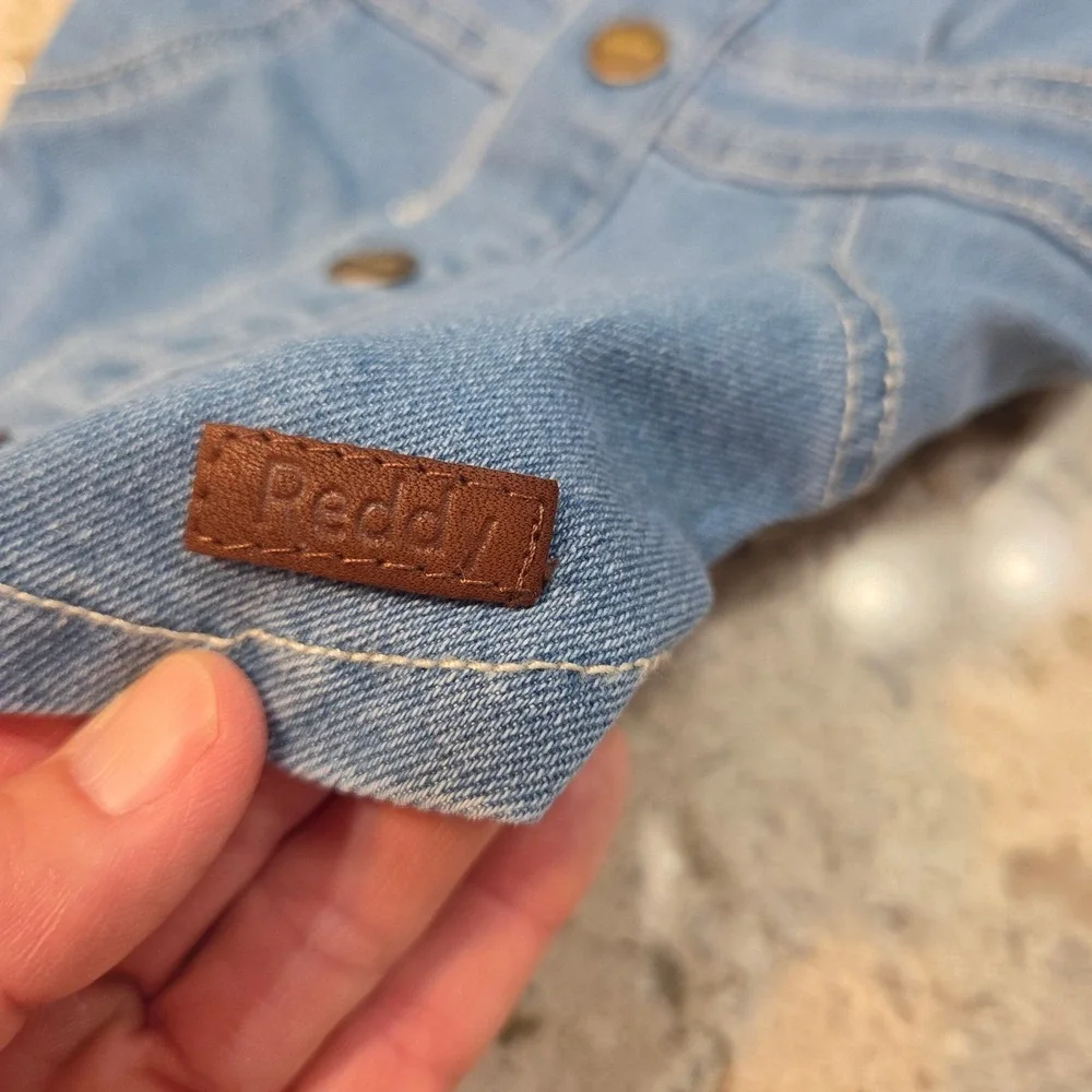 Reddy Dog Dress Medium Blue Denim Jean Jacket Style Snap Button Pet Apparel NEW‎